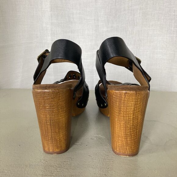White Mountain Footbeds Altheda Black Sz 9M Block Wood Heels Y2K Sandals Shoes - Picture 9 of 10